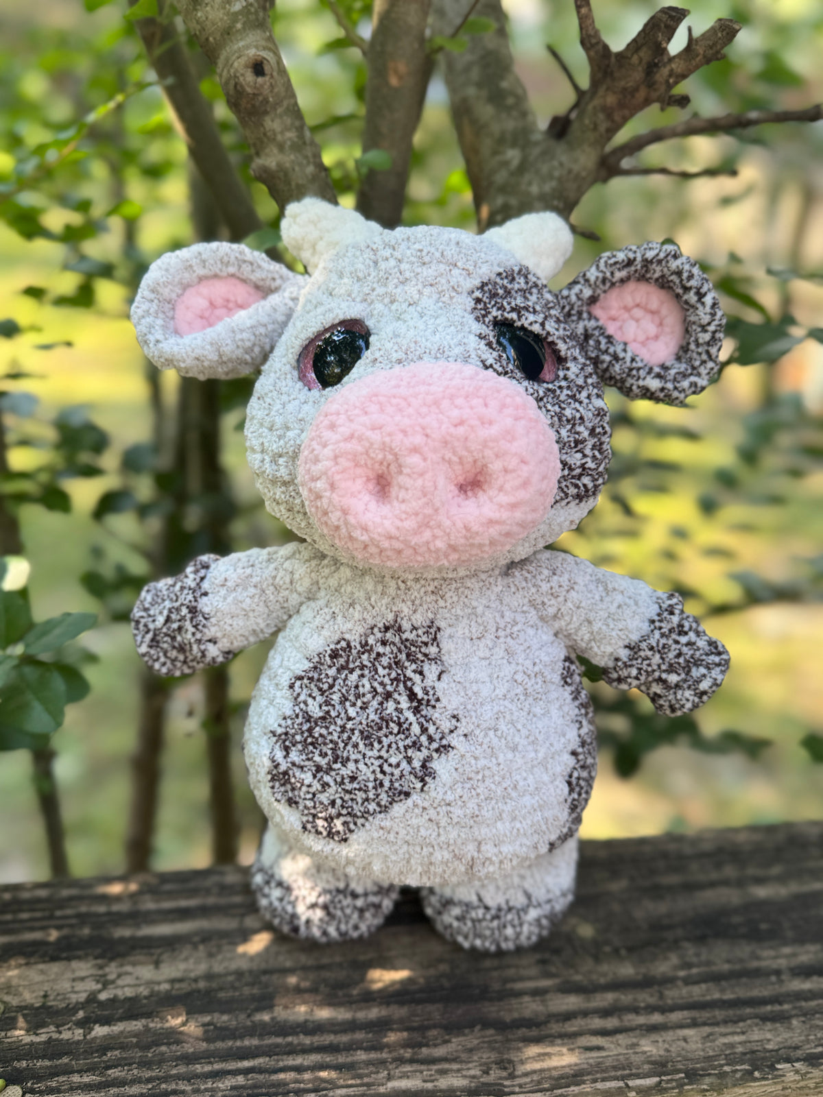 Crochet Standing Cow Plush – Handmade Farm Animal Stuffy