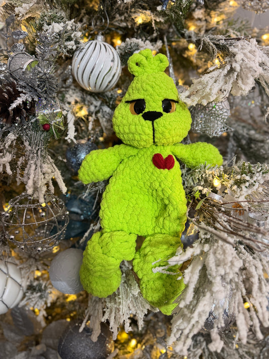 Grinch Snuggler – Handmade Crochet Plush
