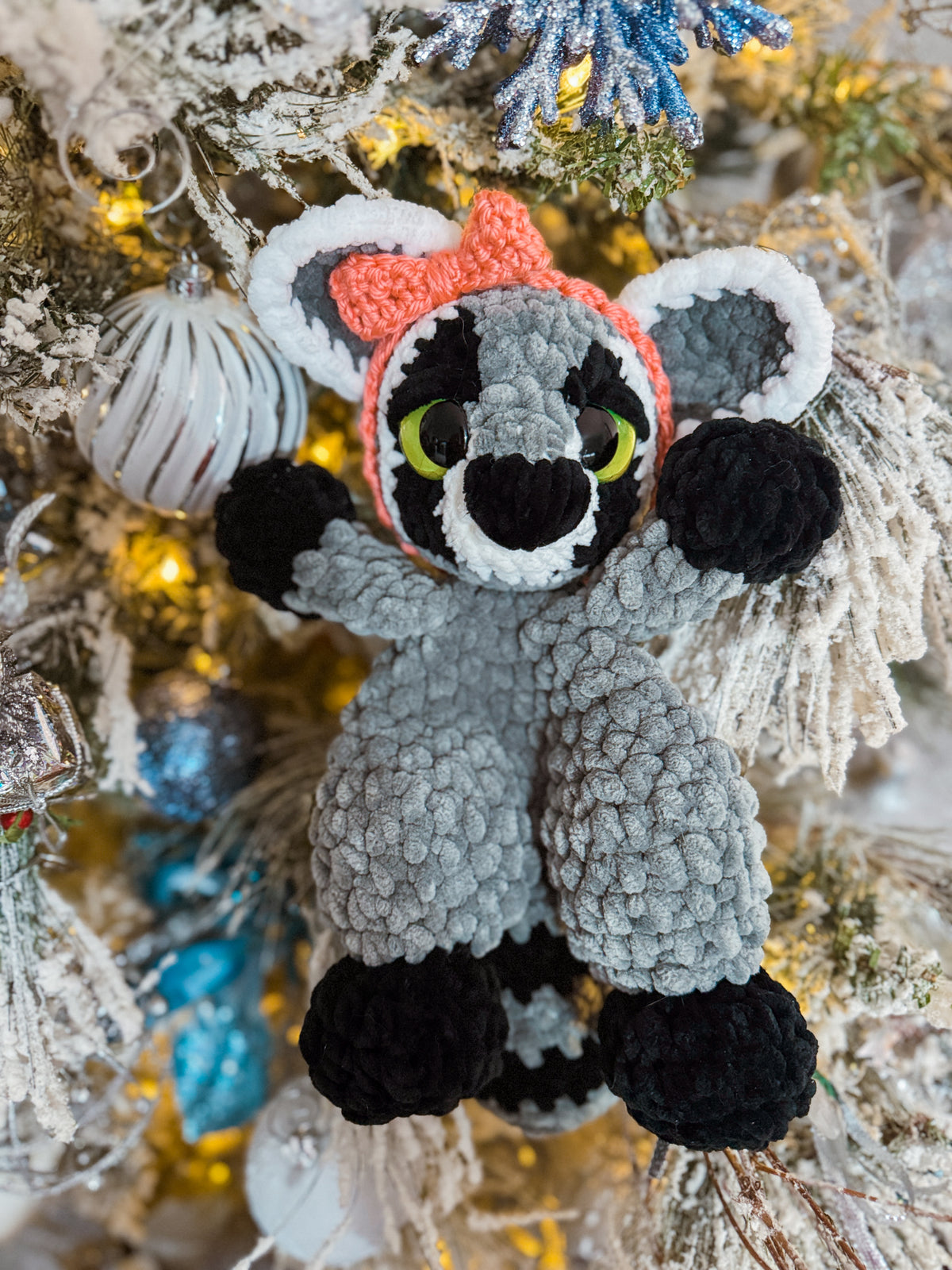 Raccoon Snuggler โ Handmade Crochet Plush