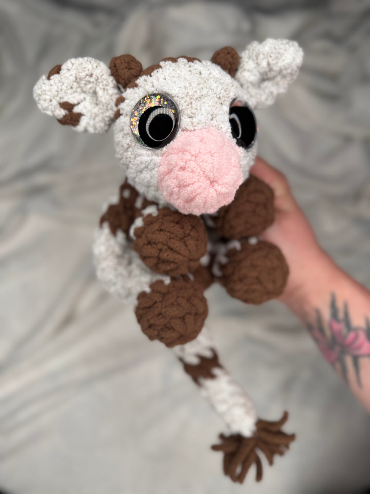 Mini Cow Snuggler – Handmade Crochet Cow Lovey