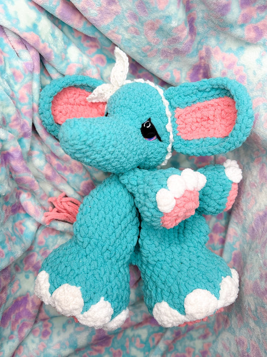 Jumbo Elephant Snuggler – Handmade Crochet Plush
