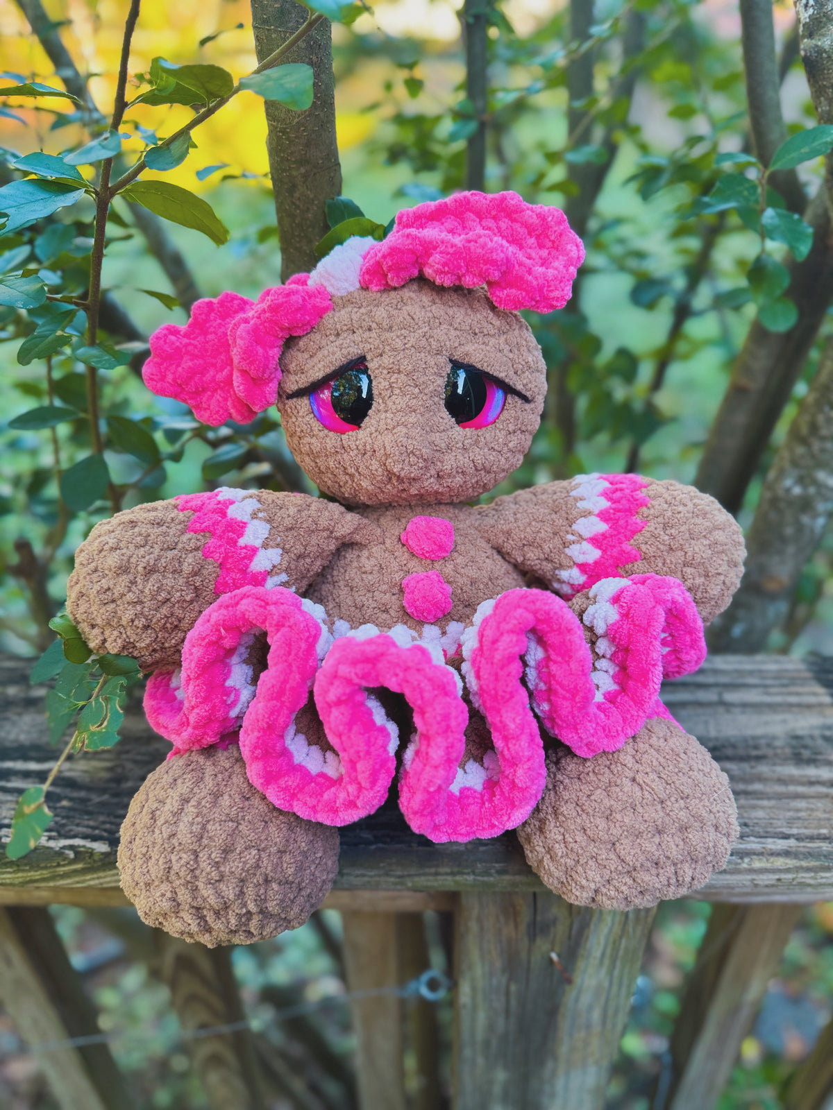 Jumbo Gingerbread Girl in a Dress – Handmade Crochet Plush