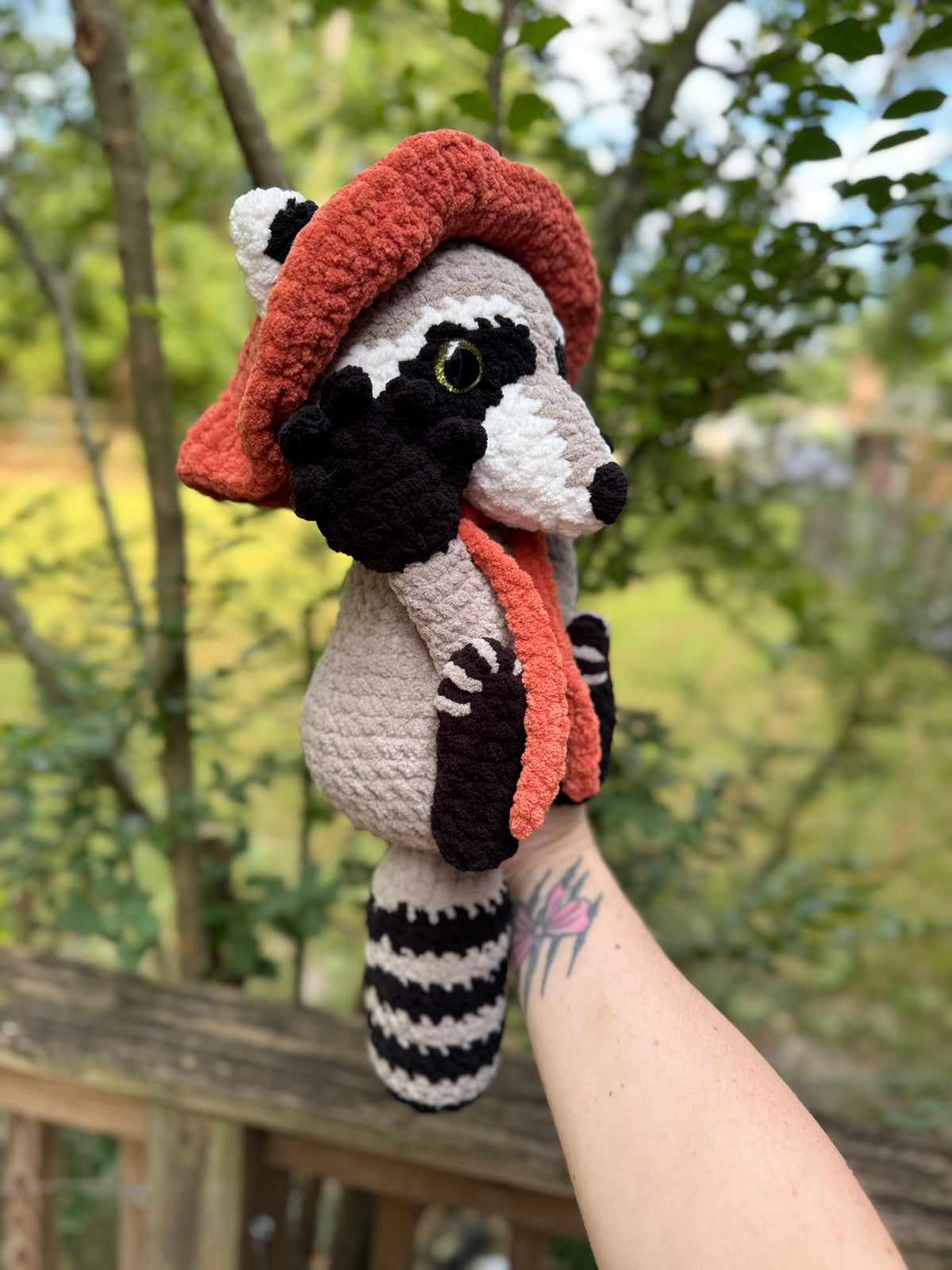 Raccoon in a Bonnet – Handmade Crochet Plush