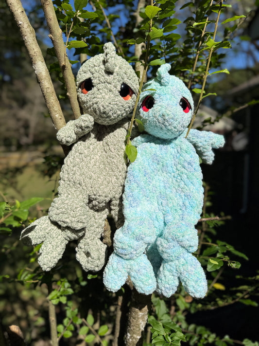 Crochet Chameleon Snuggler – Handmade Plush Lovey
