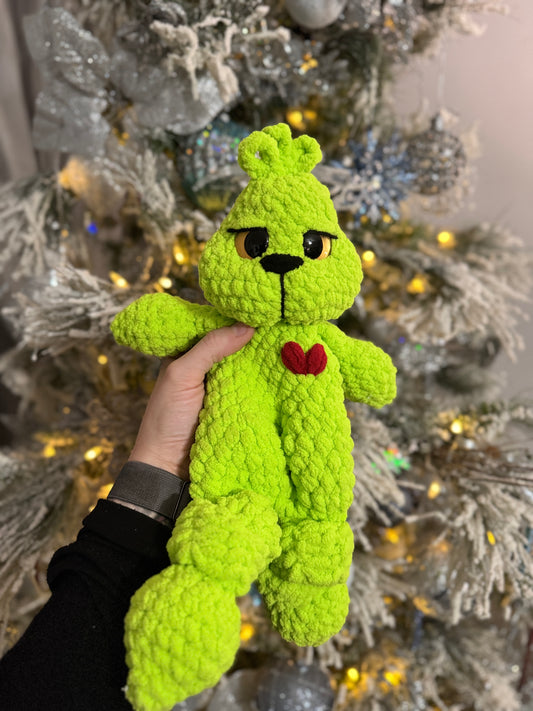 Grinch Snuggler – Handmade Crochet Plush