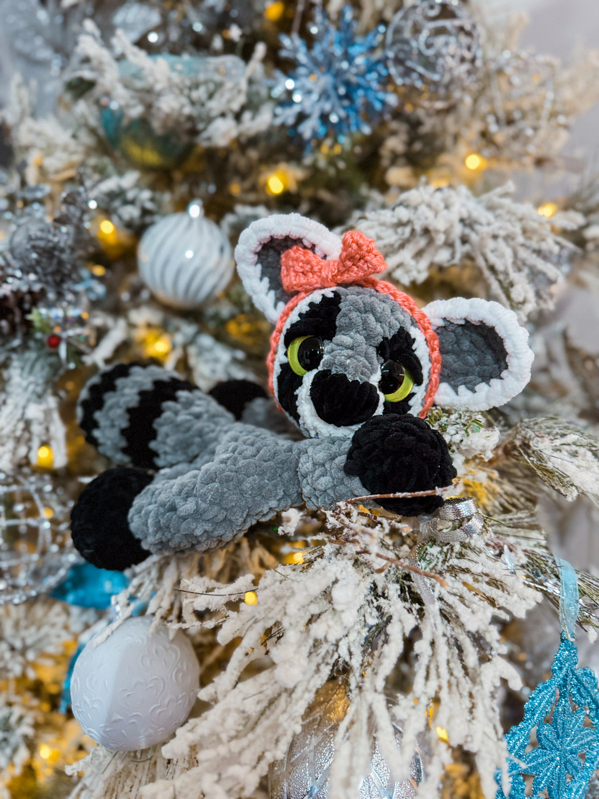 Raccoon Snuggler – Handmade Crochet Plush