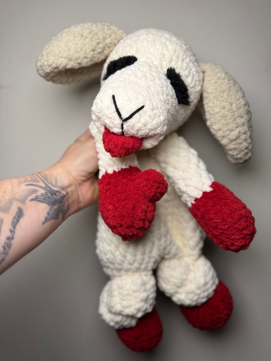 Lamb Chop Snuggler – Handmade Crochet Plush