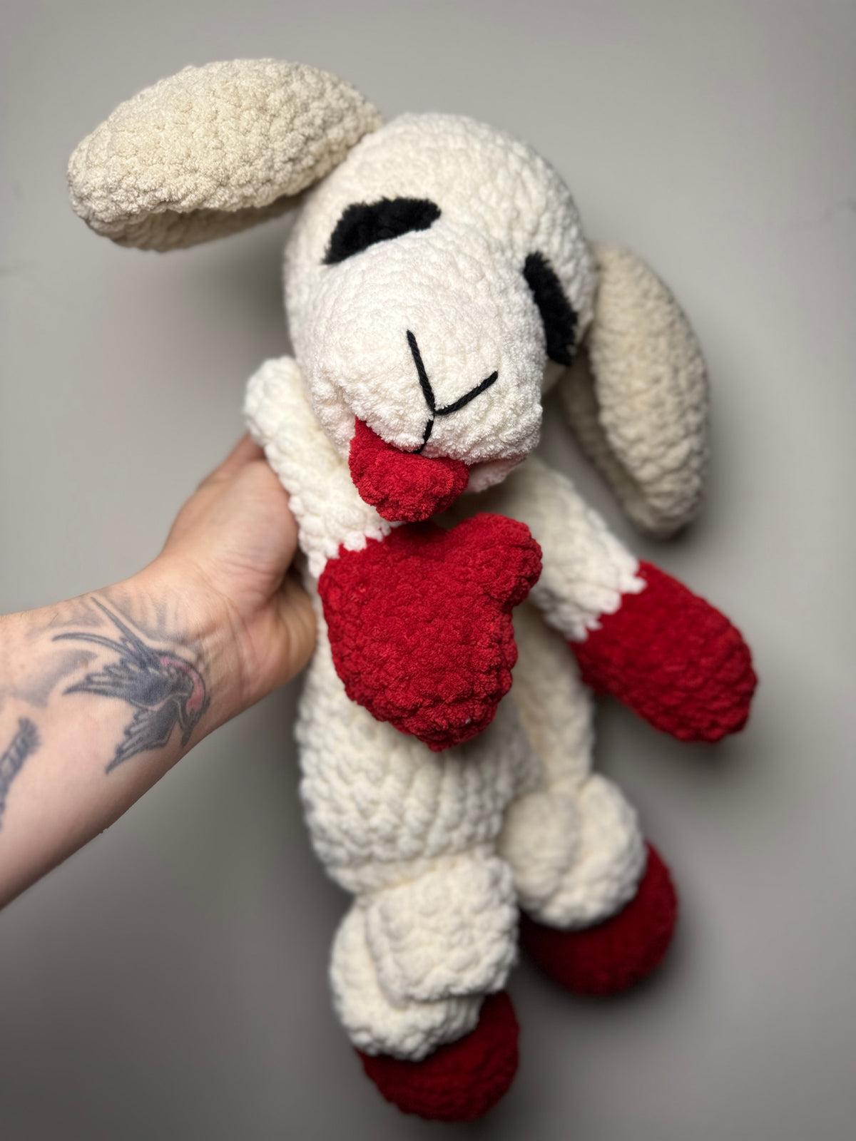 Lamb Chop Snuggler – Handmade Crochet Plush