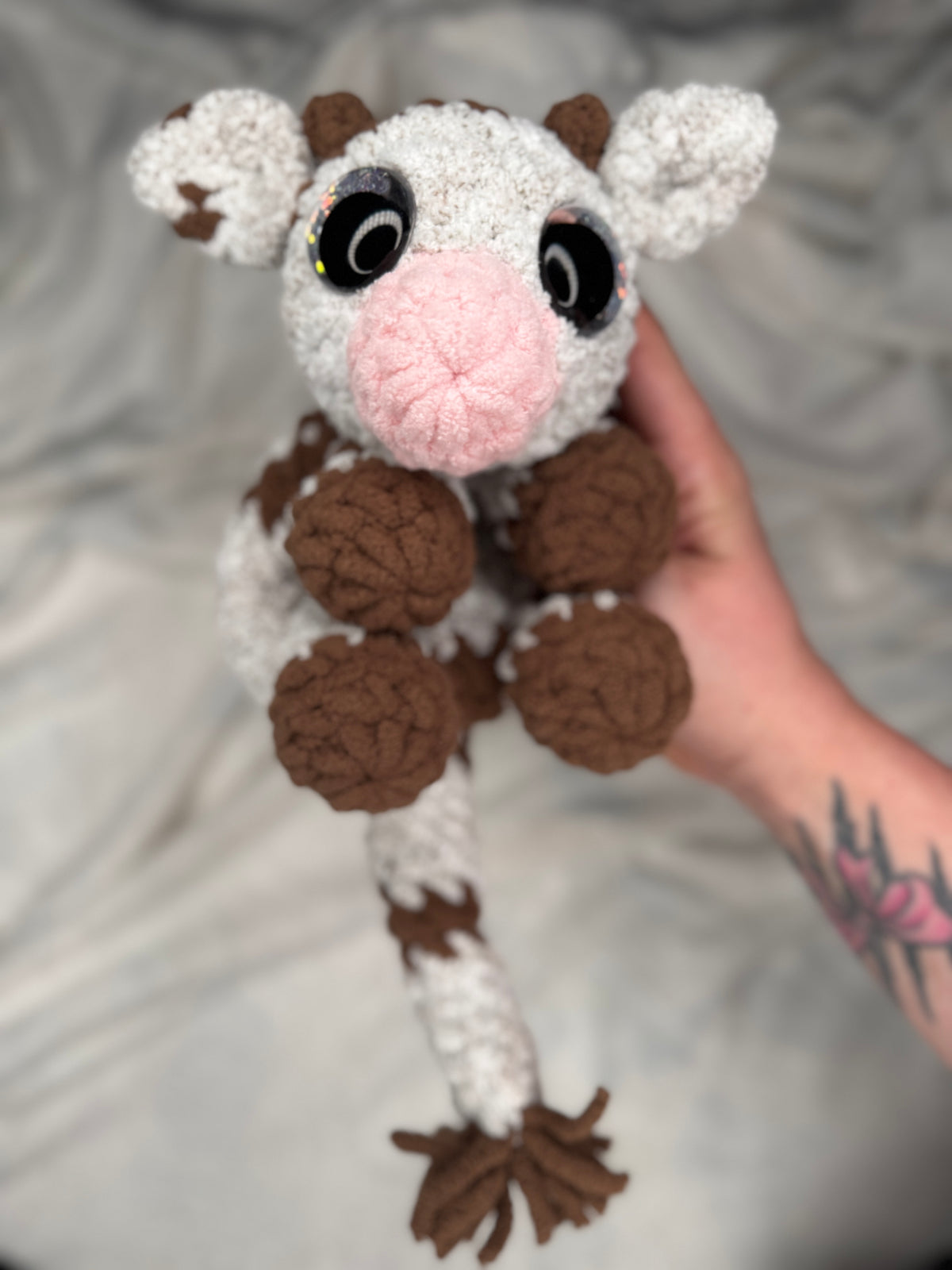 Mini Cow Snuggler – Handmade Crochet Cow Lovey